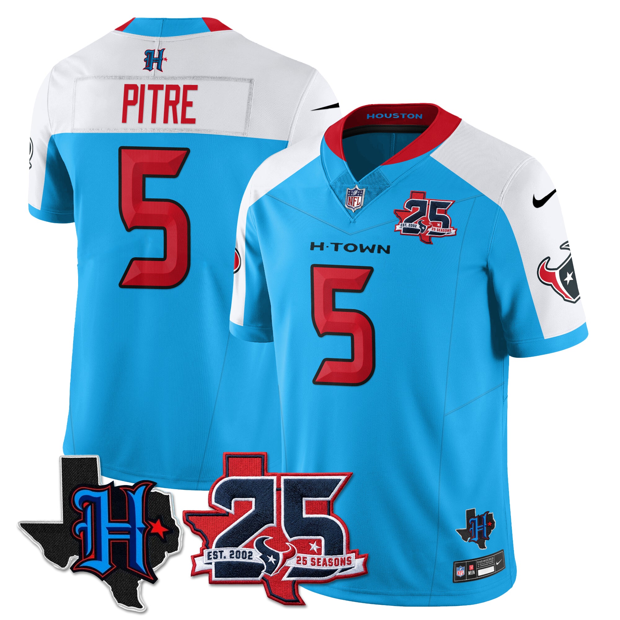 Houston Texans Jalen Pitre 25th Seasons in 2026 Basic Vapor Limited Jersey - Blue Alternate
