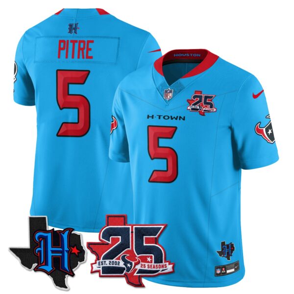 Houston Texans Jalen Pitre 25th Seasons in 2026 Basic Vapor Limited Jersey - Blue