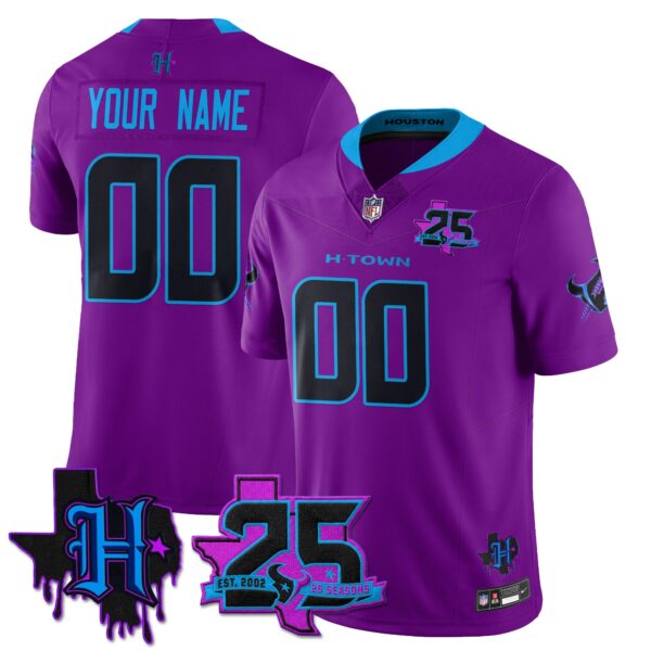 Houston Texans 25th Seasons in 2026 DJ Screw Vapor Custom Limited Jersey - Purple