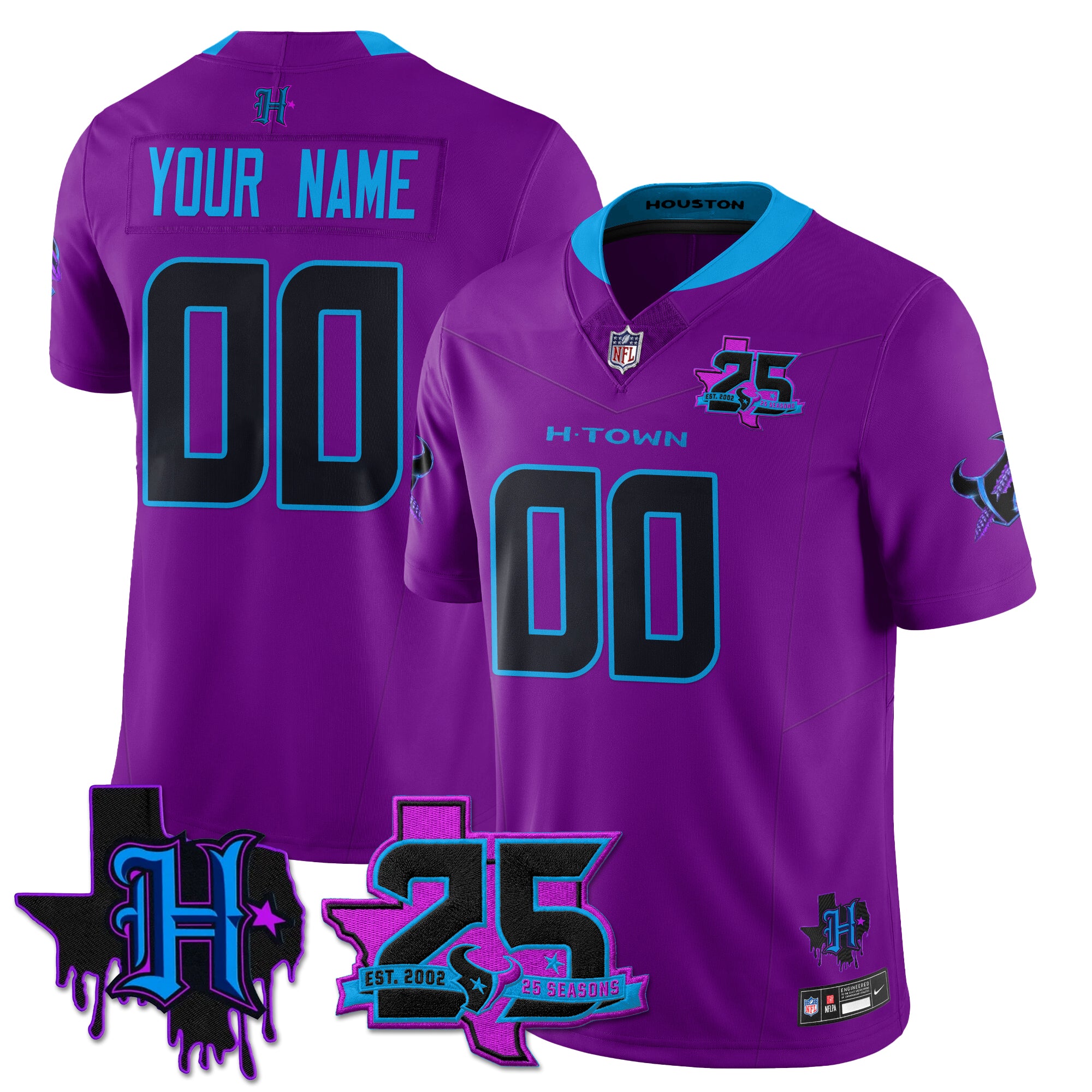 Houston Texans 25th Seasons in 2026 DJ Screw Vapor Custom Limited Jersey - Purple