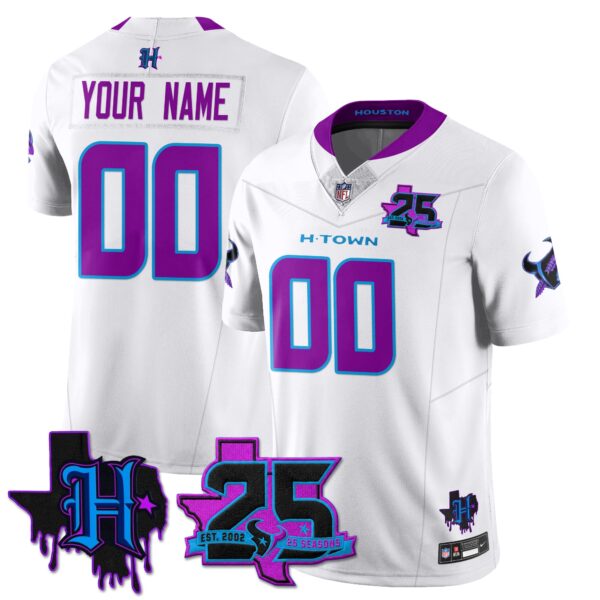 Houston Texans 25th Seasons in 2026 DJ Screw Vapor Custom Limited Jersey - White