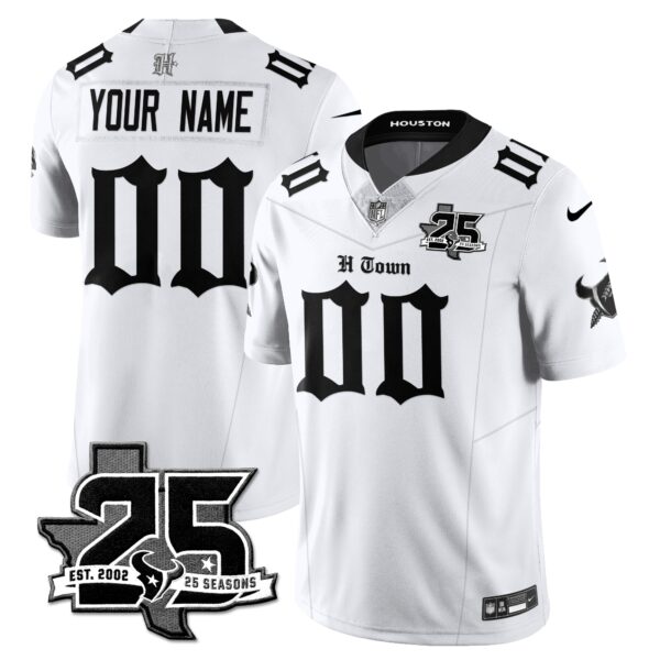 Houston Texans 25th Seasons in 2026 Gothic Vapor Gold Edition Custom Limited Jersey - White