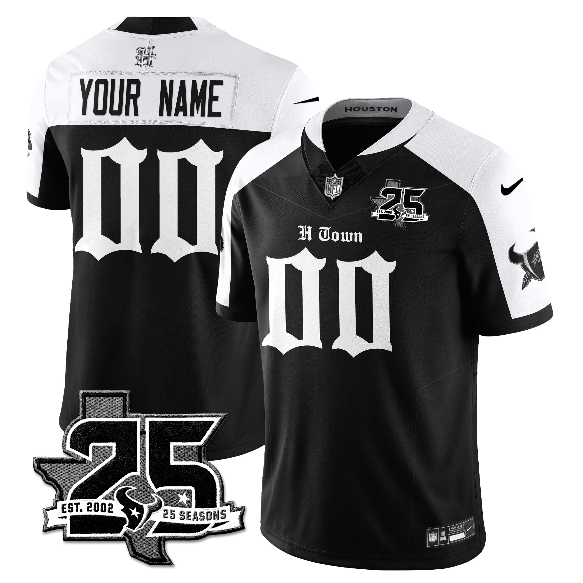 Houston Texans 25th Seasons in 2026 Gothic Vapor Gold Edition Custom Limited Jersey - Alternate