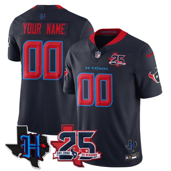 Houston Texans 25th Seasons in 2026 Basic Vapor Custom Limited Jersey - Navy Limited
