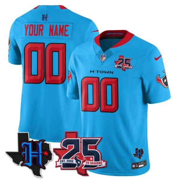 Houston Texans 25th Seasons in 2026 Basic Vapor Custom Limited Jersey - Blue