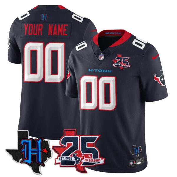 Houston Texans 25th Seasons in 2026 Basic Vapor Custom Limited Jersey - Navy