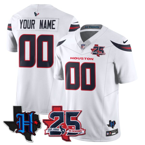 Houston Texans 25th Seasons in 2026 Basic Vapor Custom Limited Jersey - White