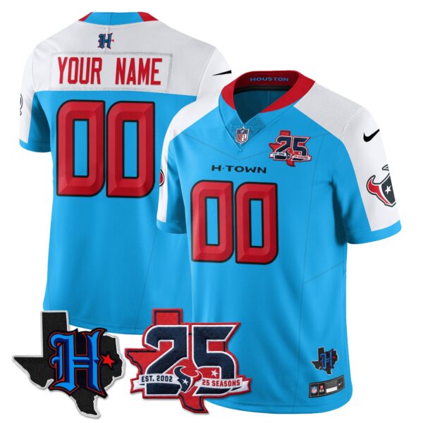 Houston Texans 25th Seasons in 2026 Basic Vapor Custom Limited Jersey - Blue Alternate
