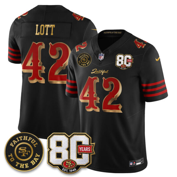 San Francisco 49ers Ronnie Lott 80th Anniversary “Rivalries” Faithful To The Bay Patch Vapor Limited Jersey - All Stitched - Rivalries