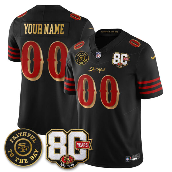 San Francisco 49ers 80th Anniversary “Rivalries” Faithful To The Bay Patch Vapor Limited Custom Jersey - All Stitched - Rivalries