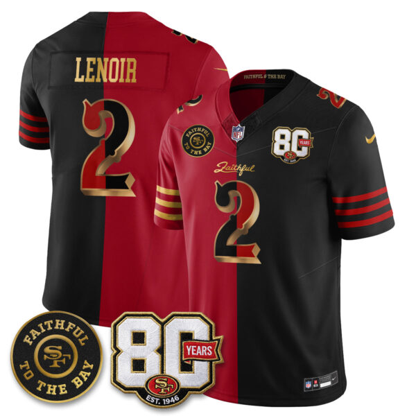 San Francisco 49ers Deommodore Lenoir 80th Anniversary “Rivalries” Faithful To The Bay Patch Vapor Limited Jersey - All Stitched - Split