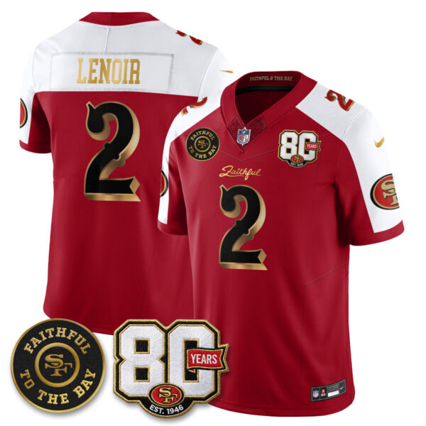 San Francisco 49ers Deommodore Lenoir 80th Anniversary “Rivalries” Faithful To The Bay Patch Vapor Limited Jersey - All Stitched - Red Alternate