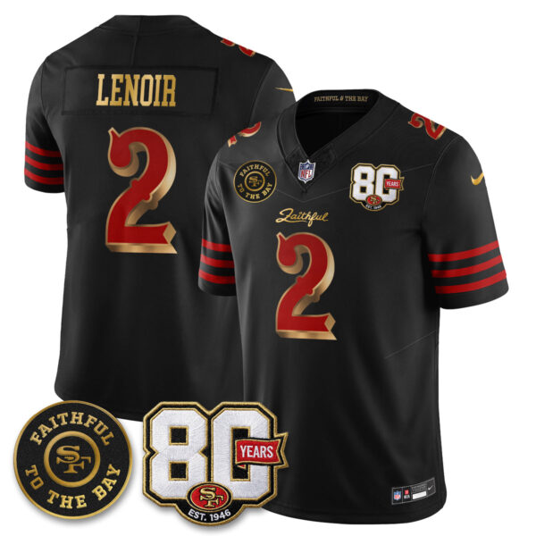 San Francisco 49ers Deommodore Lenoir 80th Anniversary “Rivalries” Faithful To The Bay Patch Vapor Limited Jersey - All Stitched - Rivalries