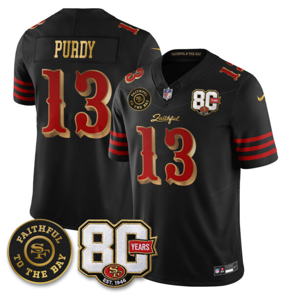 San Francisco 49ers Brock Purdy 80th Anniversary “Rivalries” Faithful To The Bay Patch Vapor Limited Jersey - All Stitched - Rivalries