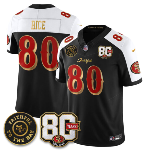San Francisco 49ers Jerry Rice 80th Anniversary “Rivalries” Faithful To The Bay Patch Vapor Limited Jersey - All Stitched - Black Alternate