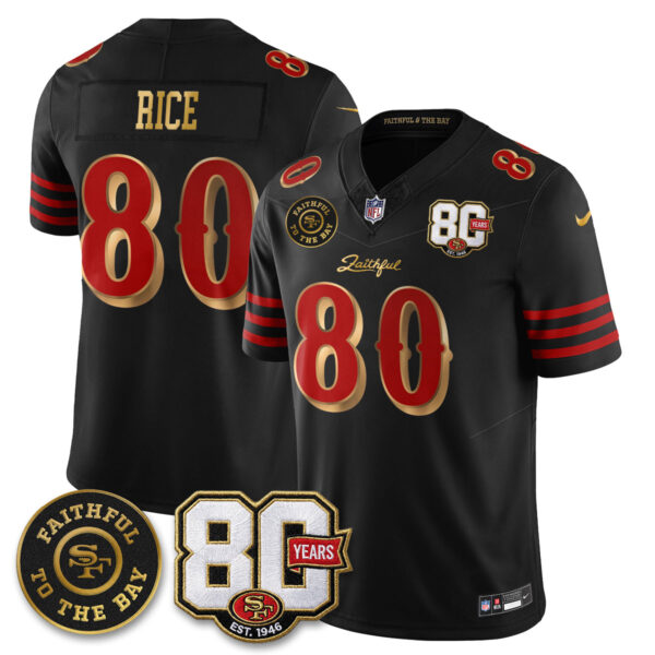 San Francisco 49ers Jerry Rice 80th Anniversary “Rivalries” Faithful To The Bay Patch Vapor Limited Jersey - All Stitched - Rivalries