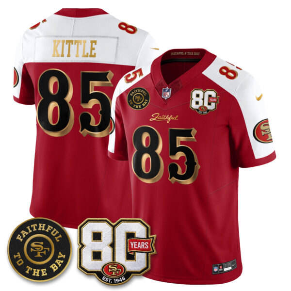 San Francisco 49ers George Kittle 80th Anniversary “Rivalries” Faithful To The Bay Patch Vapor Limited Jersey - All Stitched - Red Alternate