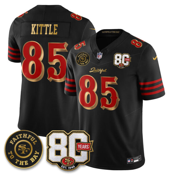 San Francisco 49ers George Kittle 80th Anniversary “Rivalries” Faithful To The Bay Patch Vapor Limited Jersey - All Stitched - Rivalries