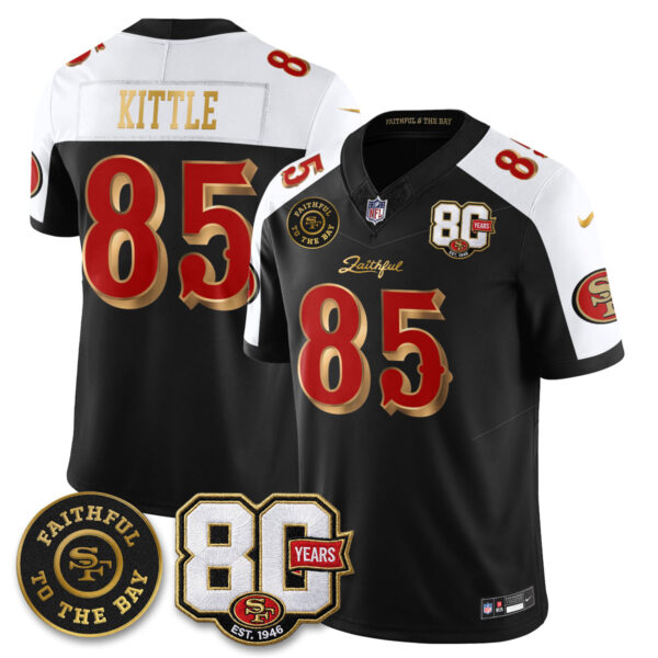 San Francisco 49ers George Kittle 80th Anniversary “Rivalries” Faithful To The Bay Patch Vapor Limited Jersey - All Stitched - Black Alternate