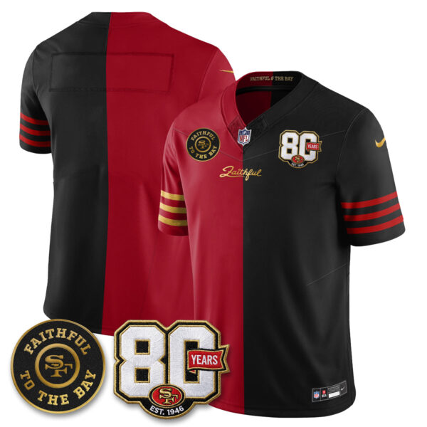 San Francisco 49ers Team 80th Anniversary “Rivalries” Faithful To The Bay Patch Vapor Limited Jersey - All Stitched - Split