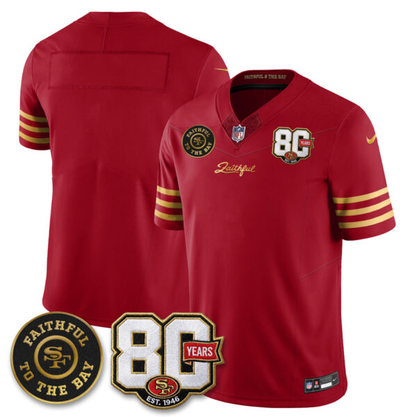 San Francisco 49ers Team 80th Anniversary “Rivalries” Faithful To The Bay Patch Vapor Limited Jersey - All Stitched - Red Gold