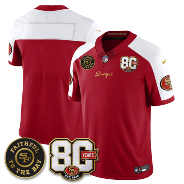 San Francisco 49ers Team 80th Anniversary “Rivalries” Faithful To The Bay Patch Vapor Limited Jersey - All Stitched - Red Alternate