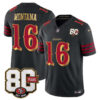 San Francisco 49ers Joe Montana 80th Anniversary Patch Rivalries Edition Vapor Limited Jersey - All Stitched - Black Rivalries