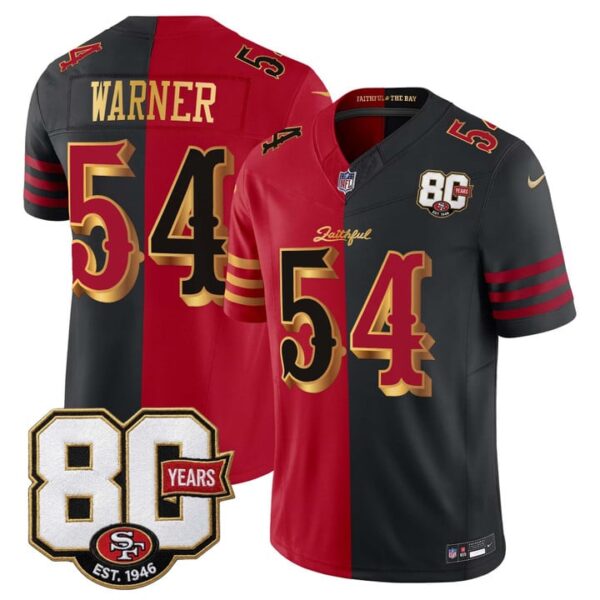 San Francisco 49ers Fred Warner 80th Anniversary Patch Rivalries Edition Vapor Limited Jersey - All Stitched - Split