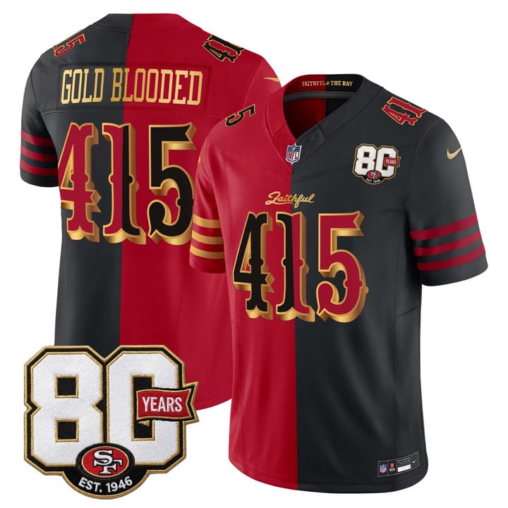 San Francisco 49ers Gold Blooded 415 80th Anniversary Patch Rivalries Edition Vapor Limited Jersey - All Stitched - Split