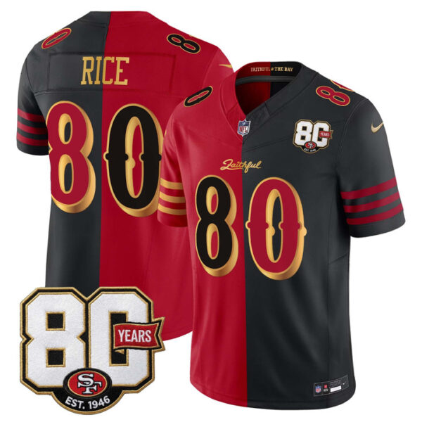San Francisco 49ers Jerry Rice 80th Anniversary Patch Rivalries Edition Vapor Limited Jersey - All Stitched - Split