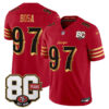 San Francisco 49ers Nick Bosa 80th Anniversary Patch Rivalries Edition Vapor Limited Jersey - All Stitched - Red Gold
