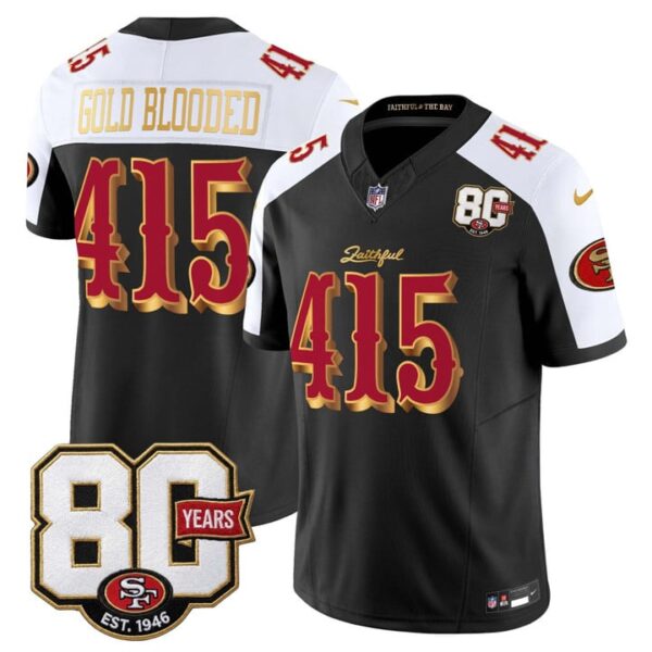 San Francisco 49ers Gold Blooded 415 80th Anniversary Patch Rivalries Edition Vapor Limited Jersey - All Stitched - Black Alternate