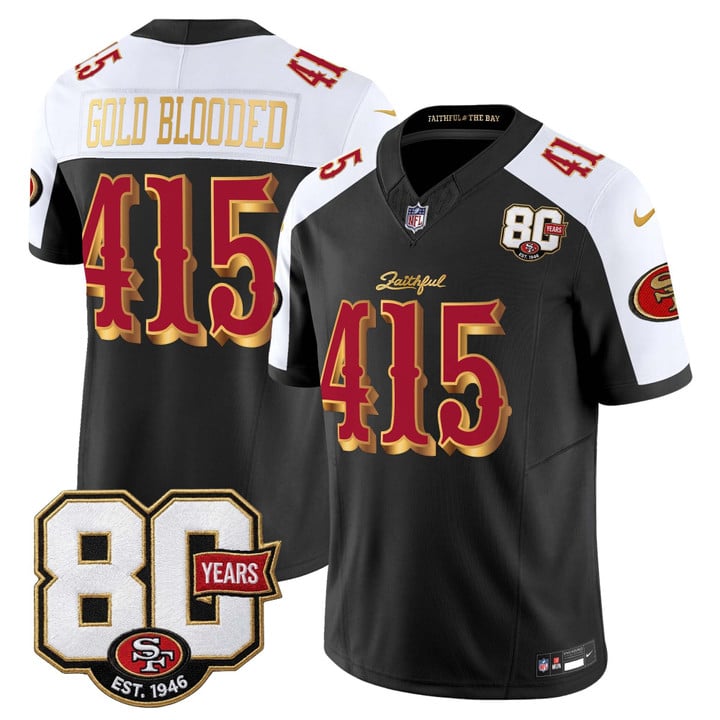 San Francisco 49ers Gold Blooded 415 80th Anniversary Patch Rivalries Edition Vapor Limited Jersey - All Stitched - Black Alternate