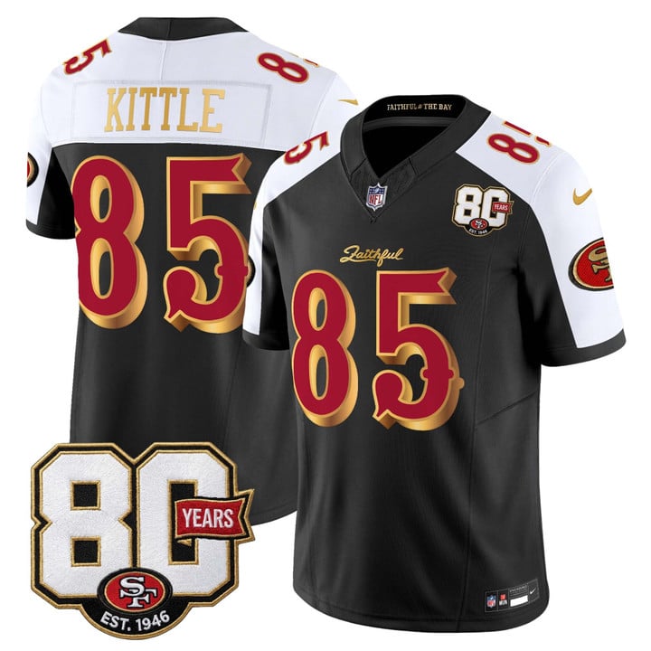San Francisco 49ers George Kittle 80th Anniversary Patch Rivalries Edition Vapor Limited Jersey - All Stitched - Black Alternate