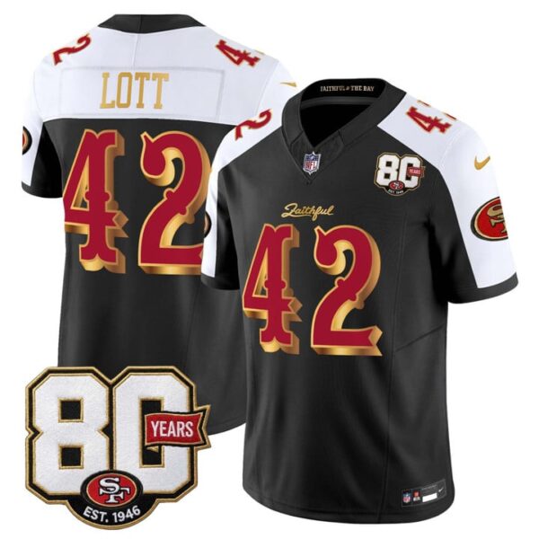 San Francisco 49ers Ronnie Lott 80th Anniversary Patch Rivalries Edition Vapor Limited Jersey - All Stitched - Black Alternate