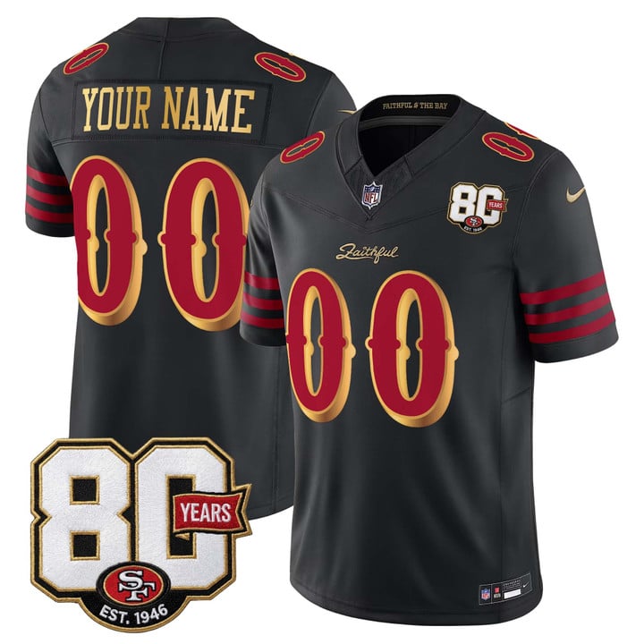 San Francisco 49ers Anniversary Patch Rivalries Edition Vapor Limited Custom Jersey - All Stitched - Black Rivalries
