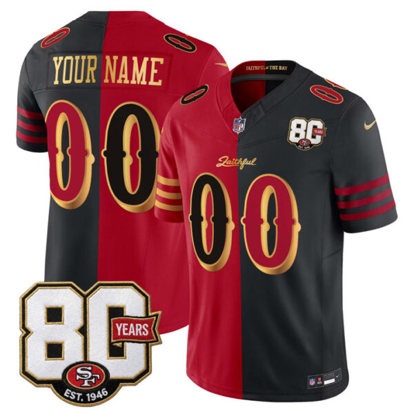 San Francisco 49ers Anniversary Patch Rivalries Edition Vapor Limited Custom Jersey - All Stitched - Split