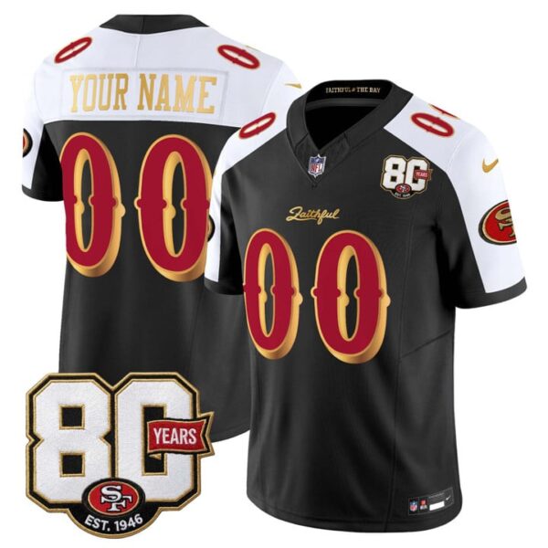 San Francisco 49ers Anniversary Patch Rivalries Edition Vapor Limited Custom Jersey - All Stitched - Black Alternate