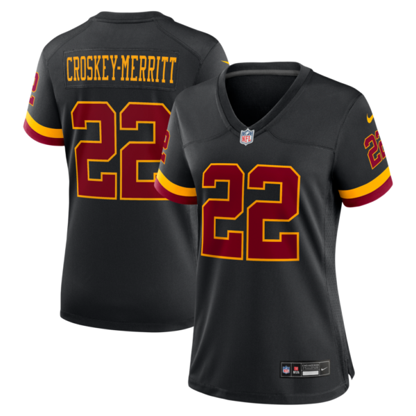 Women's Washington Commanders Jacory Croskey-Merritt Hail Raiser Alternate Game Jersey - All Stitched - Black