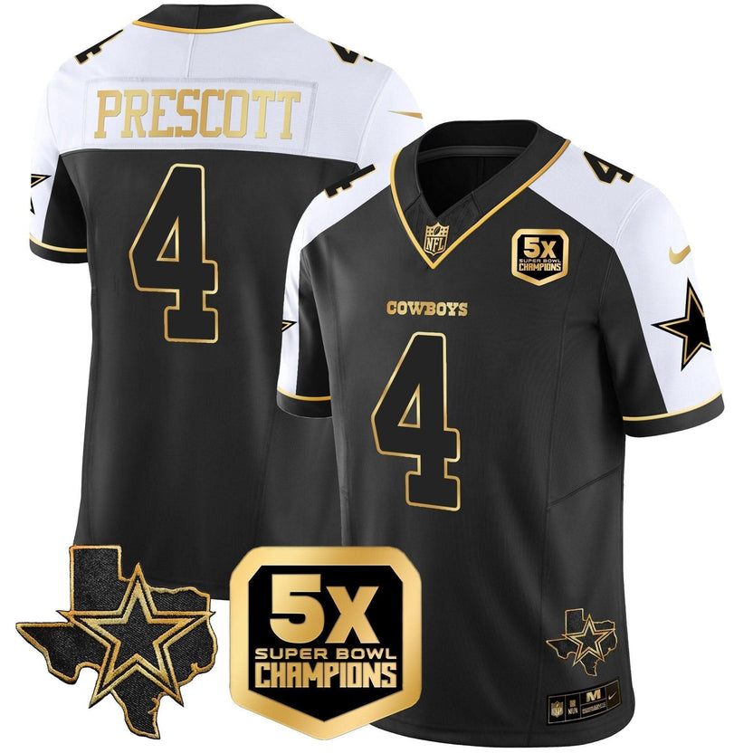 Dallas Cowboys Dak Prescott 5x Super Bowl Champions Vapor Limited Jersey - All Stitched - Alternate