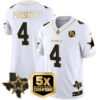 Dallas Cowboys Dak Prescott 5x Super Bowl Champions Vapor Limited Jersey - All Stitched - White Gold