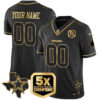 Dallas Cowboys 5x Super Bowl Champions Vapor Limited Custom Jersey - All Stitched - Black Gold