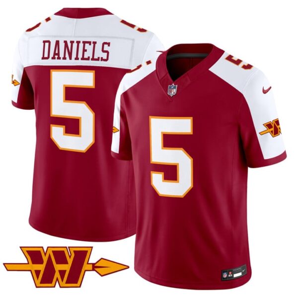 Washington Commanders Jayden Daniels Throwback Vapor Limited Jersey - All Stitched - Burgundy Alternate