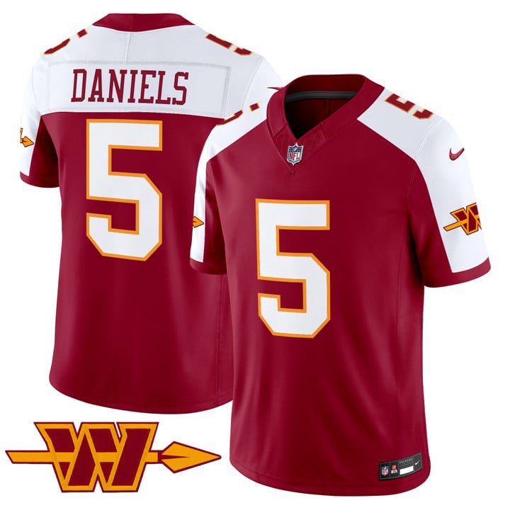 Washington Commanders Jayden Daniels Throwback Vapor Limited Jersey - All Stitched - Burgundy Alternate