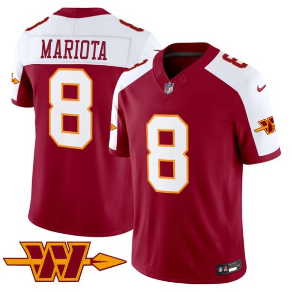 Washington Commanders Marcus Mariota Throwback Vapor Limited Jersey - All Stitched - Burgundy Alternate