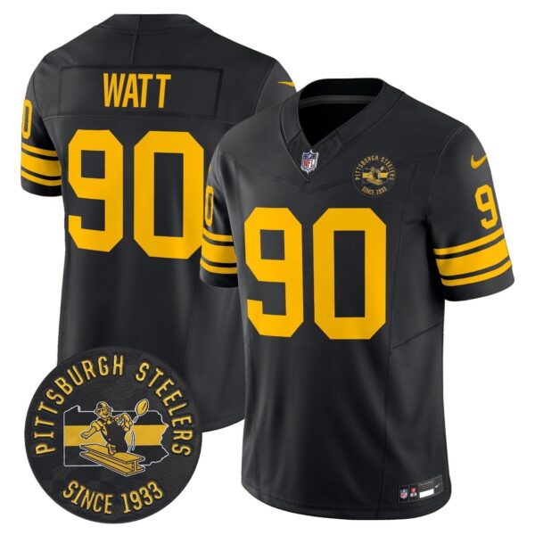 Pittsburgh Steelers T. J. Watt Throwback 1962 - Est. 1933 Patch Vapor Limited Jersey - All Stitched - Black