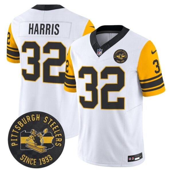 Pittsburgh Steelers Franco Harris Throwback 1962 - Est. 1933 Patch Vapor Limited Jersey - All Stitched - White