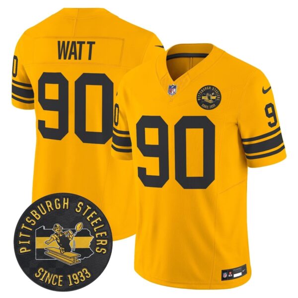 Pittsburgh Steelers T. J. Watt Throwback 1962 - Est. 1933 Patch Vapor Limited Jersey - All Stitched - Gold