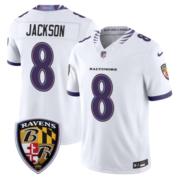 Baltimore Ravens Lamar Jackson 2026 Vapor Limited Jersey - All Stitched - White