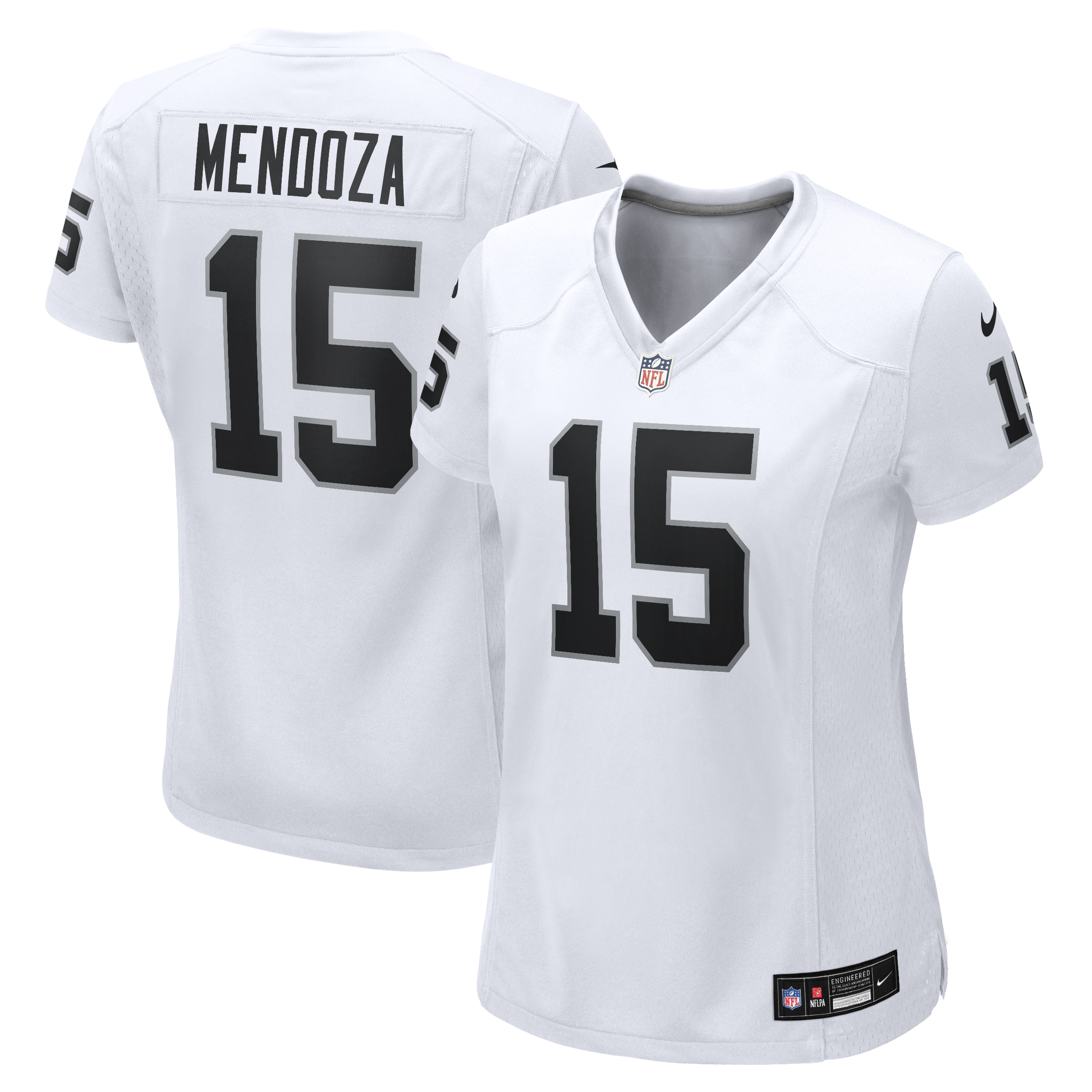 Women's Las Vegas Raiders Fernando Mendoza 2026 NFL Draft First Round Pick No. 1 Team Game Jersey - White